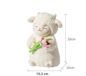 Kawaii Sweet White Sheep Lam Hold Tulip Flower Plush Doll Soft Stuffed Lamb With Tulip Plushie Toy Cute Gift For Kid Birthday