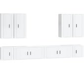 Mueble TV combinadoSet de muebles de TV 8 pzas madera contrachapada blanco brillo