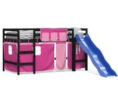 vidaXL Cama alta para niños con cortinas madera pino rosa 80x200 cm