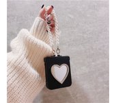 Luxury Ins Korean Crystal Love Heart Mirror Pearl Bracelet Solid Case for Samsung Galaxy Z Flip 3 5G Z Flip3 Zflip3 Flip 4 Cover