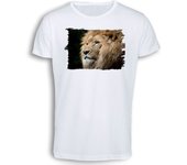 MERCHANDMANIA CAMISETA TACTO ALGODÓN leon majestuoso salvaje selva savana feroz fiera cotton touch tshirt