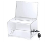 1 Pack Acrylic Donation Box with Lock, Clear Ballot Box with Sign Holder, Suggestion Box for Fundraising