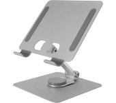 Mars Gaming MA-RST, Soporte para Tablet y Convertibles 2en1 hasta 13", Giratorio 360º + Ajustable en Altura y Ángulo 180º, Soporte Tablet Plegable de Acero Liviano, Antideslizante, Soporte Negro o Gris Plata