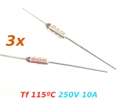 3x THERMAL FUSE FUSIBLE TERMICO TF 115C 250V 10A 115ºC