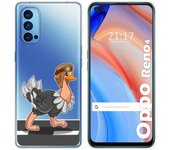 Tumundosmartphone Funda Gel Transparente para Oppo Reno 4 5G diseño Avestruz Dibujos