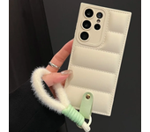 Down Jacket Style Wrist Strap Phone Case For Samsung S24 Ultra S23 FE S22 Plus + Note 20 A55 A35 A25 A15 5G A05s A05