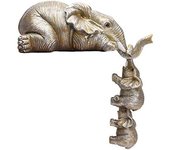 Figuritas de niñera de elefante de resina Madres de elefantes colgando dos bebés Estatua de plata Decoración de tienda de oficina en casa en estante o mesa Colección Regalo TQGJPT2