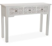 Versa Orchard Mueble Recibidor Estrecho para la Entrada o el Pasillo, Mesa Consola, con 3 cajones, Medidas (Al x L x An) 75 x 34,5 x 110 cm, Madera, Color Blanco