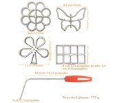5-Piece Cast Iron Rosette Cookie Maker Set - Versatile Molds with Handle for Easy Use - Perfect for Festive Baking & Family