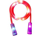 La cuerda para saltar con luz intermitente es un gran juguete para niños o adultos. La cuerda de velocidad es ideal para ejercicios cardiovasculares en casa. Cuerda para saltar electrónica, roja.
