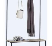DUPI Perchero con Estantes y Banco EASY | Diseño 3 en 1: Colgador, Estantes, Banco | Estilo Moderno y Robusto | Fácil Montaje | Metal | Taupe-negro