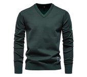 2024 otoño e invierno nuevo suéter de algodón de color sólido con cuello en V suéter de moda para hombres suéter de punto para hombres