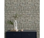 Muestra DIN A4 de Papel pintado vinílico lavable muro de ladrillos en piedra natural con textura en relieve - Zion Fortress 682653 de GAULAN