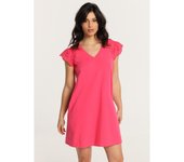LOIS JEANS - Vestido corto cuello a pico con mangas troqueladas y bolsillos ocultos