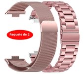 2 Pack Metal Strap For Huawei Watch Fit 3 Milanese Loop Band Stainless Steel Watchband For Huawei Watch Fit3 Breathable Bracelet