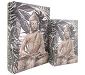 ORIGEN Home Decor - Caja libro Buda Pack 2 Unidades Decoracion | Cajas Libro Gris - 27x7x18 cm 29549
