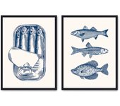 Set de 2 cuadros calidad premium con marco de madera - 30x40 cm o 50x70 cm - POSTER LAB