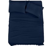 Bedding Juego de sábanas de Microfibra de 4 Piezas (Azul Marino, Queen)