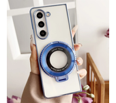 360° Magnetic Ring Holder Kickstand Plating Clear Phone Case for Samsung Galaxy Z Fold 6 5 4 3 Fold6 Fold5 Fold4 Fold3 5G Cover