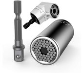 Llave de tubo Llave universal Tuerca universal Llave de tubo universal 7-19 mm Herramientas manuales multifunción con destornillador de 105° Adaptador de fijación Herramientas de reparación
