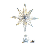 Lámpara LED de Estrella de Navidad para Adornos de Árbol Decoración del Hogar Luz de Árbol de Forma de Estrella de Ocho Puntas Plata Hecha de Hierro