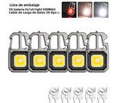 Mini Multifunctional Keychain LED Flashlight USB Rechargeable Portable Flashlight Outdoor Camping Torch Emergency Lantern 500Mah
