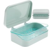 1 caja de jabón con escurridor y tapa extraíbles, soporte para jabonera, recipiente rectangular para jabonera de 2 capas (azul), 13,50 x 9,00 x 5,00 cm