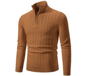 New Men's Pullover Warm Solid Color Half Zipper Sweater V-neck Long Sleeve Sweatwear Men's Knitted Sweatshirts Winter Top