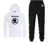 Neutral casual hoodie and jogging pants with Skoda car logo, hoodie sports, wet smile, high quality, sporty men, 2-piece set