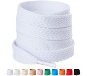 2 Pares 12 mm de Cordones Planos de 100% Algodón, Duradero Cordones Anchos para Zapatos Deportivas y Botas