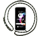 Funda Colgante Transparente para Motorola Edge 20 Lite con Cordon Verde / Dorado
