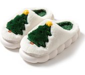 ZAPATILLAS DE NAVIDAD PARA MUJER - Zapatillas de casa para interiores mullidas, acogedoras y cálidas - Bonitas zapatillas con forma de árbol de Navidad para mujer