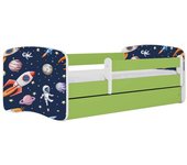 Cama 140 x 70 cm Kocot Kids com gaveta e colchão BabyDreams Cosmos Green