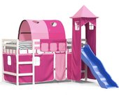 vidaXL Cama alta para niños con torre madera pino rosa 80x200 cm
