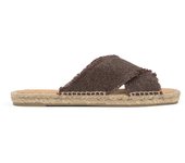 Castañer Sandalias planas slip-on Palmera de mujer en lino metalizado