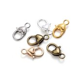 5/10pcs/lot 27x14mm Gold Silver Plated Rhodium Heart Shaped Lobster Clasp Hooks for Necklace&Bracelet Chain DIY Jewelry Making