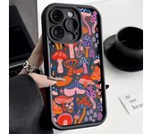 Case For iPhone 13 Cases iPhone 14 Pro Max Case Black Mushroom Silicone Phone Case For iPhone 15 12 11 XS X XR 7 8 Plus SE Cover