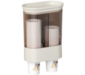 Dispensador de vasos de doble tubo, portavasos de pared, dispensador de papel desechable, portavasos para baño (blanco)