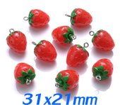 5pcs Small Strawberry Resin Pendant Charms Fashion Fruit Pendant DIY Jewelry Accessories Keychain Bag Bracelet Crafts
