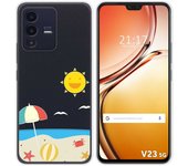 Funda Silicona Transparente para Vivo V23 5G diseño Playa Dibujos