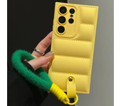 Down Jacket Style Wrist Strap Phone Case For Samsung S24 Ultra S23 FE S22 Plus + Note 20 A55 A35 A25 A15 5G A05s A05