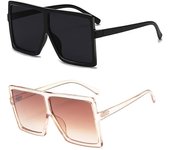 Gafas de sol cuadradas de gran tamaño para mujer, gafas de sol de moda con parte superior plana