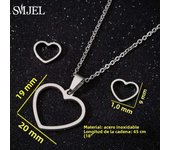 SMJEL Stainless Steel Love Heart Necklaces Women Girls Golden Jewelry Sets Simple Wedding Wave Heart Earrings 2022 Wholesale