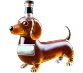 Botella decantadora de whisky con diseño de perro salchicha, única y divertida, dispensador de alcohol único para bar, regalo para hombres amantes del whisky (5.9 pulgadas) (E)