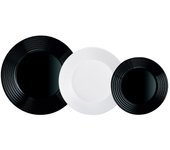 Vajilla Harena de Luminarc – Vidrio Opal Blanco y Negro – Completa tu Mesa con Elegancia Moderna