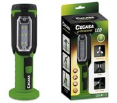 Cegasa Profesional Linterna LED - 3 Paneles LED y Frontal - 3 Modos de Iluminacion - Funciona con 3 Pilas AAA (No Incluidas) - Color Negro/Verde