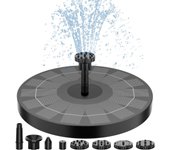 Bomba de fuente solar para baño de pájaros de 1,5 W, bomba de fuente solar para baño de pájaros con 6 boquillas, bomba de fuente solar de 6,3 pulgadas para jardín, estanque, piscina, pecera, acuario y exteriores