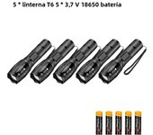 High Power T6 LED Flashlights Camping Torch 5 Light Modes Zoom Light Aluminum Alloys Waterproof Material External 18650 Battery
