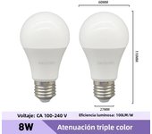 2pcs Energy saving 3 Color Temperature Bulb AC110V 220V E27 B22 18W 24W CCT Memory Function Color Temp Reset Light for Bedroom