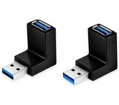 2 Piezas Adaptador USB 3.0 Conector Acoplador de ángulo Ascendente y Descendente Vertical de 90 Grados Macho a Hembra,  Adaptador Conector USB A De Velocidad Rápida Cambiador